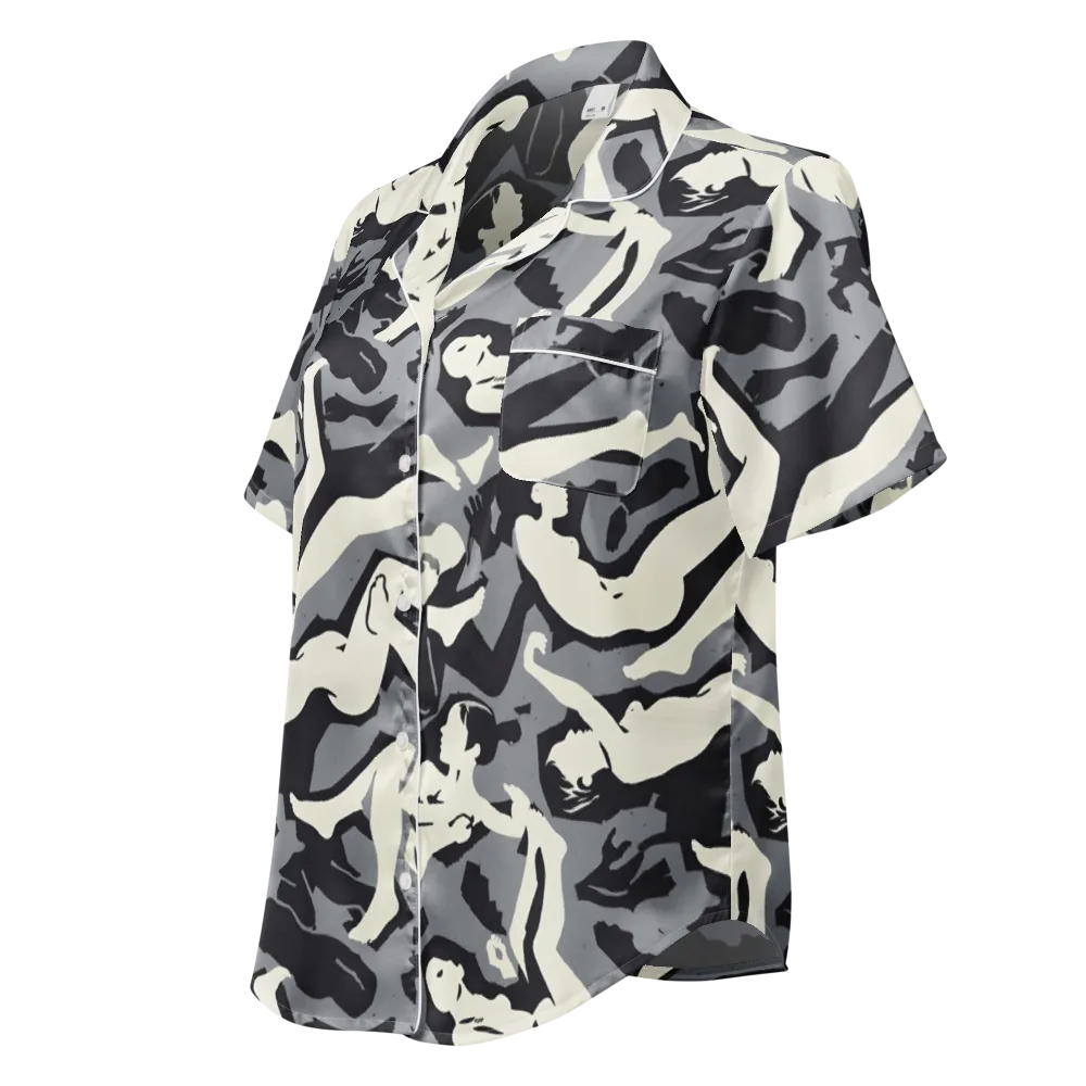 Midnight Figure Study on Women's Short Sleeve Pajama Top — Left Front