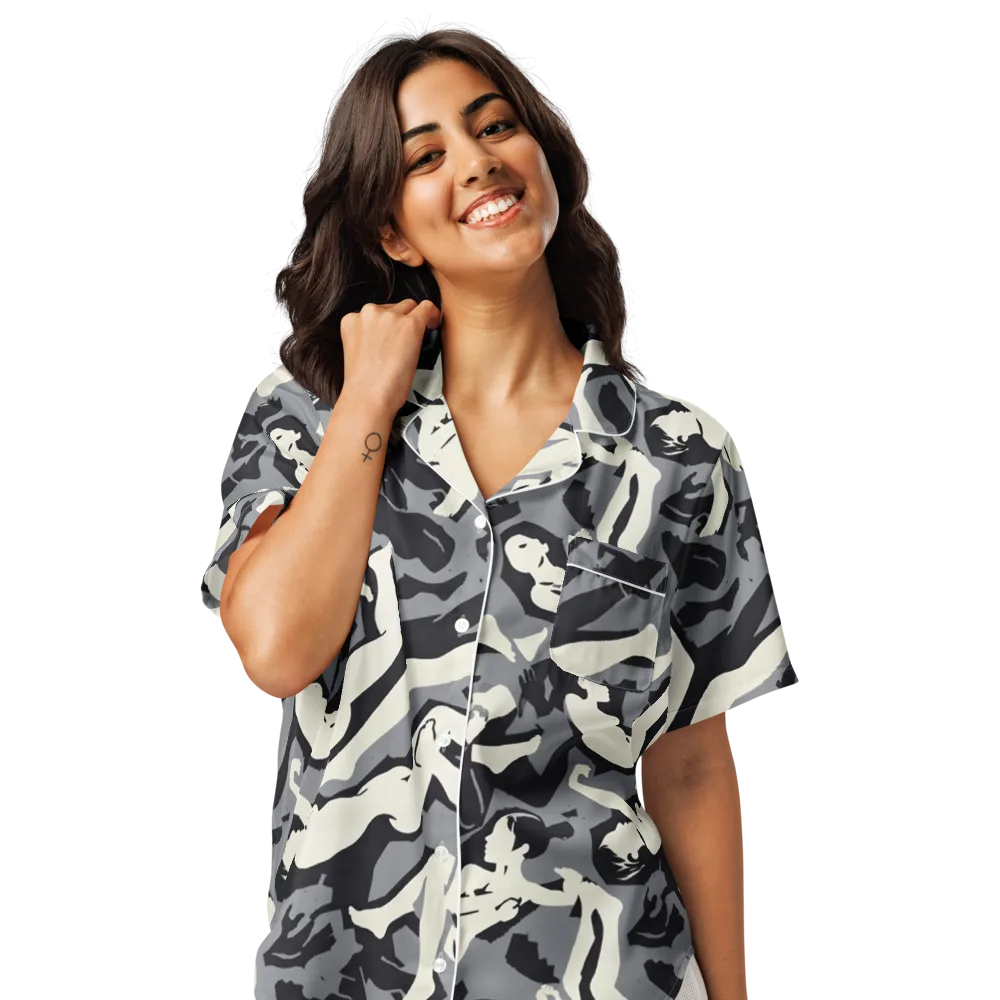 Midnight Figure Study on Women's Short Sleeve Pajama Top — Front