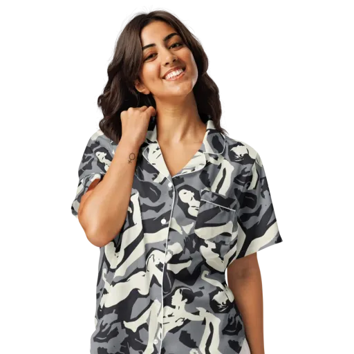 Midnight Figure Study on a Women's Short Sleeve Pajama Top