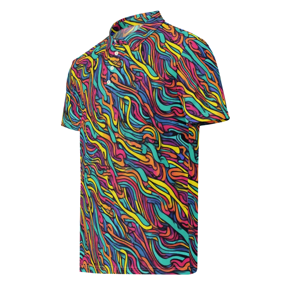 Turquoise Taffy Ribbons on Men's Slim Fit Polo Shirt — Left Front