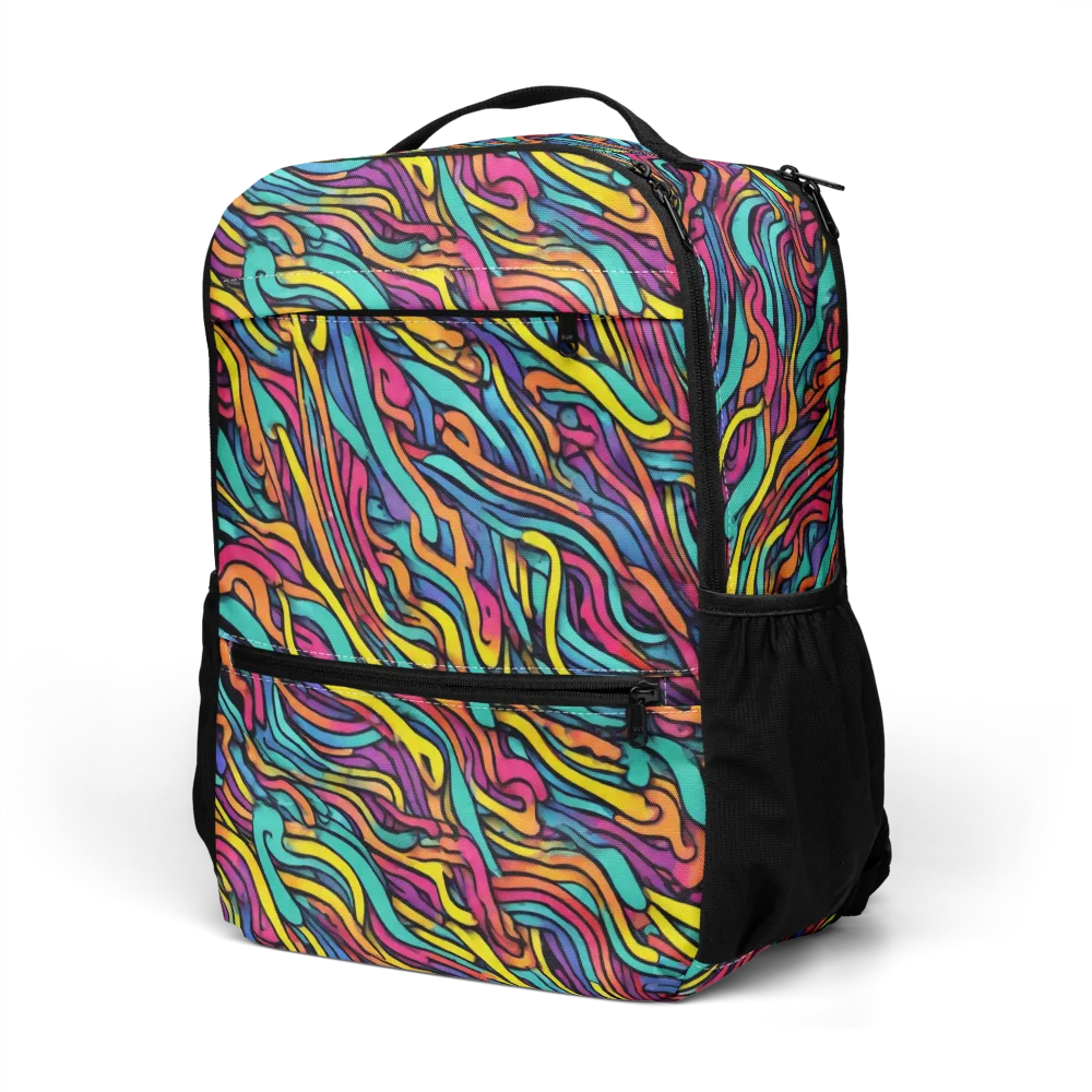 Turquoise Taffy Ribbons on Utility Backpack — Left Front