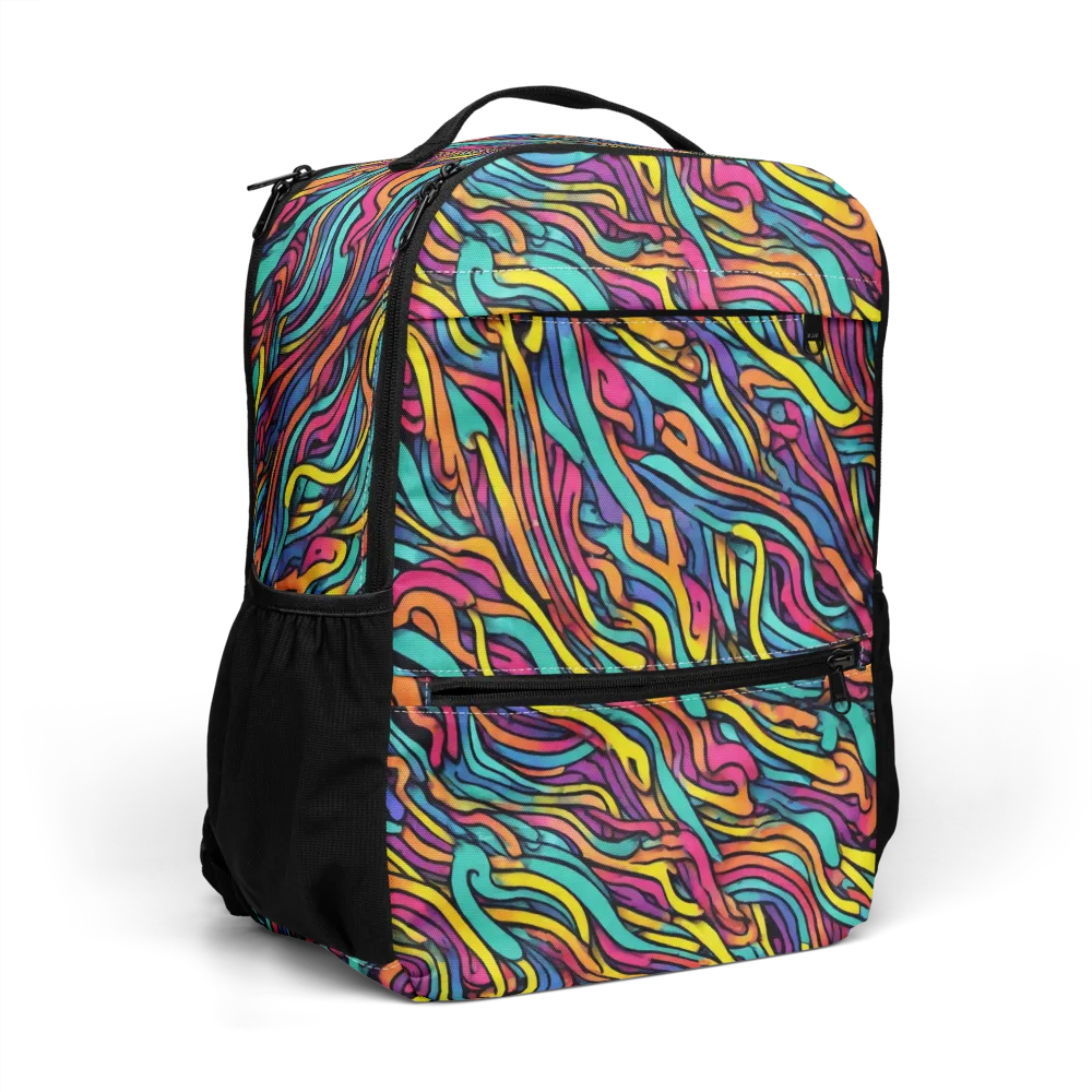 Turquoise Taffy Ribbons on Utility Backpack — Right Front