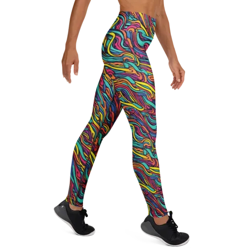 Turquoise Taffy Ribbons on a Yoga Leggings
