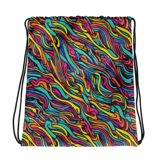 Turquoise Taffy Ribbons on a Drawstring Bag