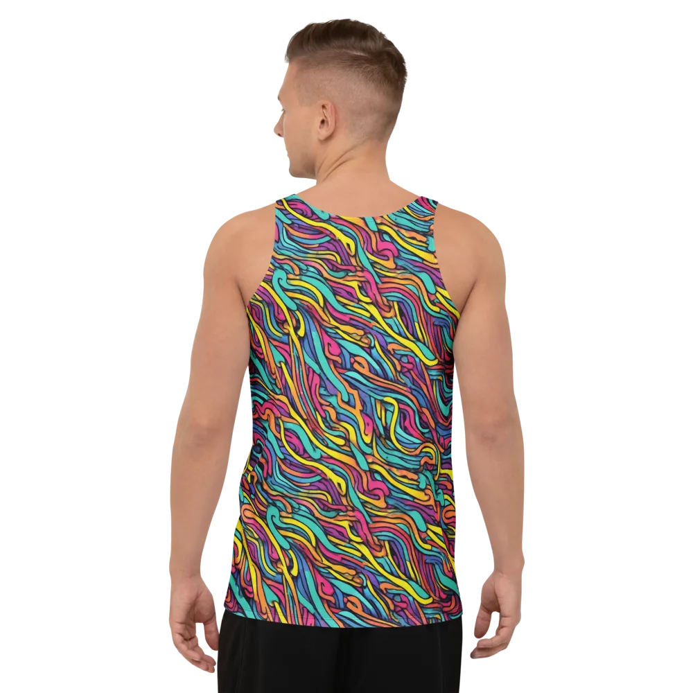 Turquoise Taffy Ribbons on Men's Tank Top — Back