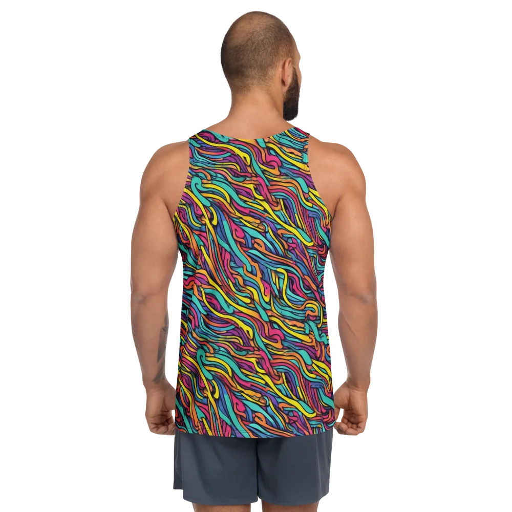 Turquoise Taffy Ribbons on Men's Tank Top — Back