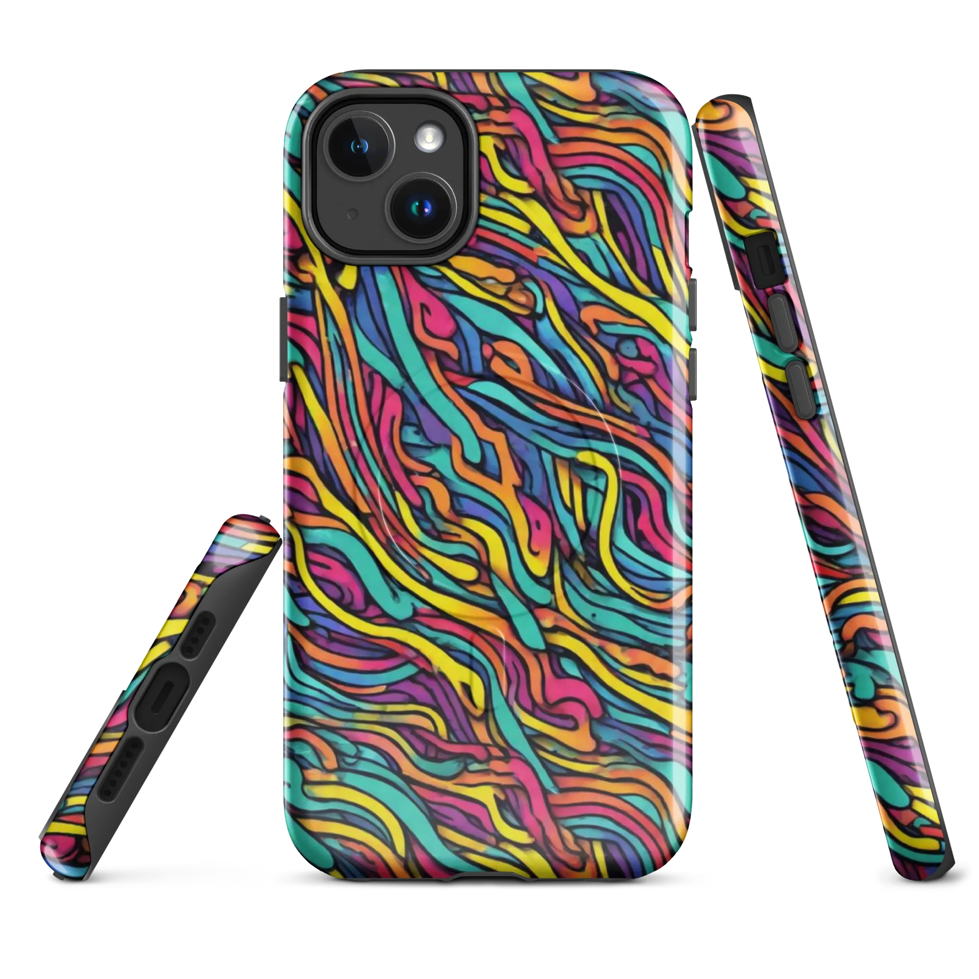 Turquoise Taffy Ribbons on MagSafe Tough Case for iPhone® — Front
