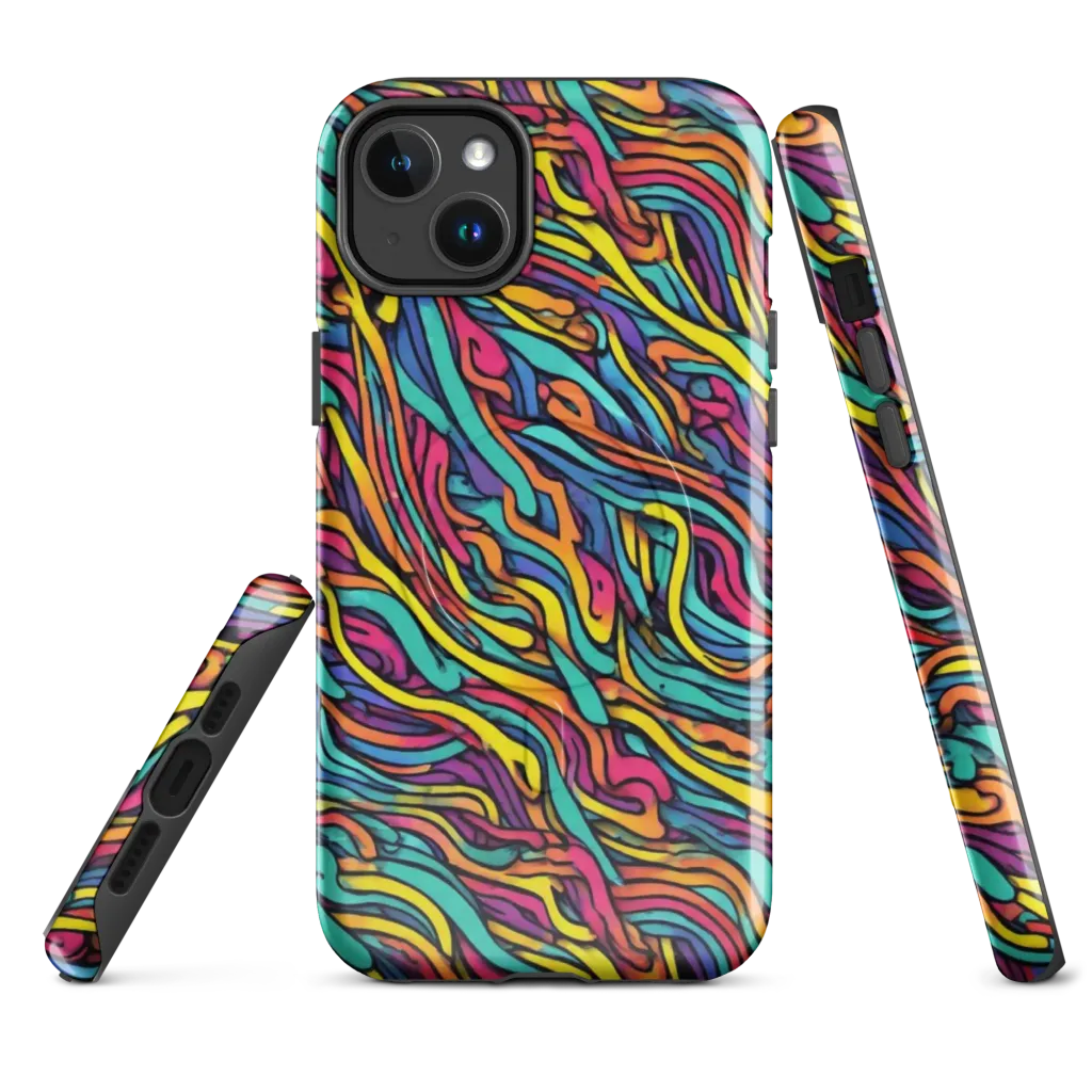 Turquoise Taffy Ribbons on MagSafe Tough Case for iPhone® — Front