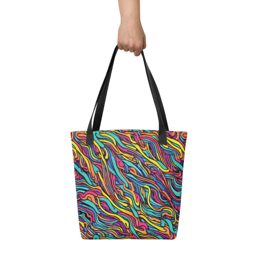 Turquoise Taffy Ribbons on Tote Bag — Front
