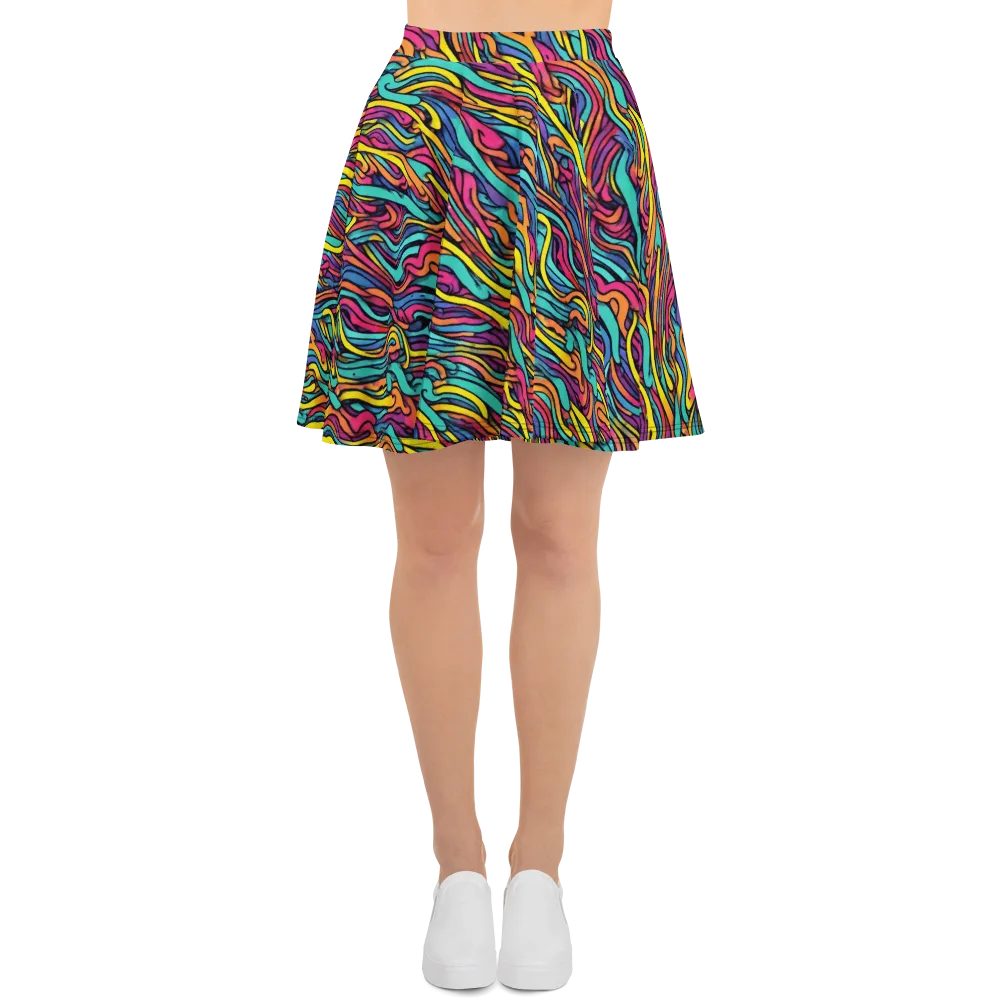 Turquoise Taffy Ribbons on Skater Skirt — Front