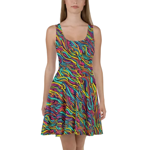 Turquoise Taffy Ribbons on a Skater Dress