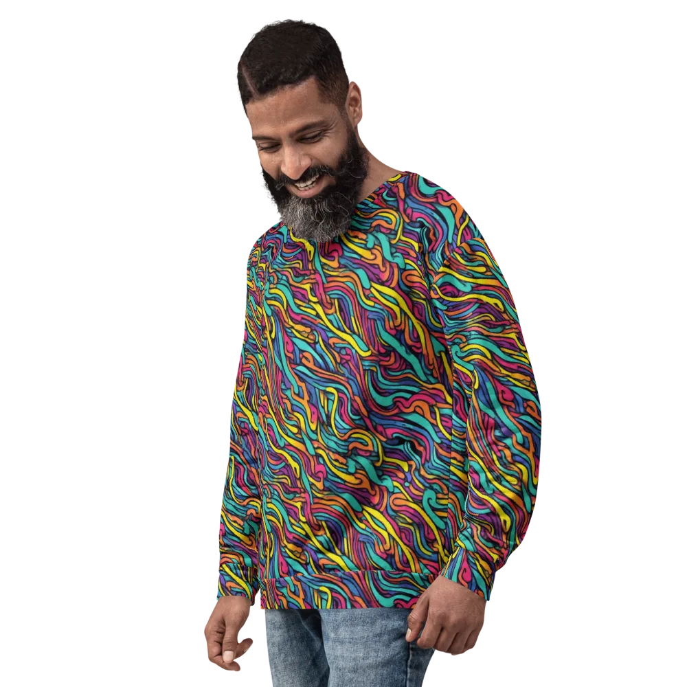 Turquoise Taffy Ribbons on Sweatshirt — Left Front