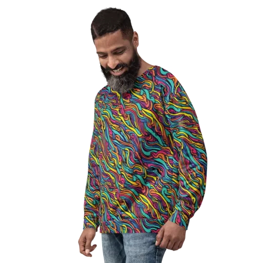 Turquoise Taffy Ribbons on a Sweatshirt