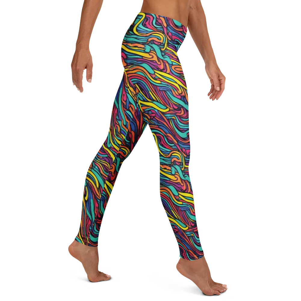 Turquoise Taffy Ribbons on Leggings — Right