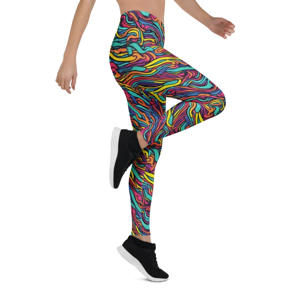 Turquoise Taffy Ribbons on Leggings — Right