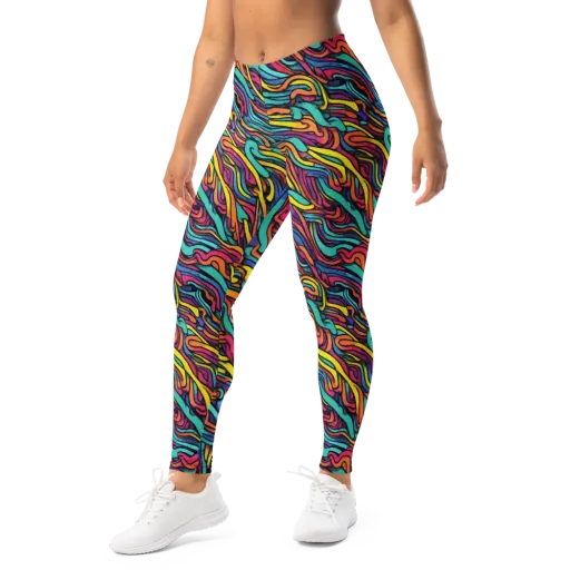 Turquoise Taffy Ribbons on a Leggings
