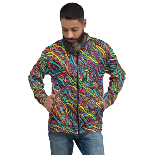 Turquoise Taffy Ribbons on a Bomber Jacket
