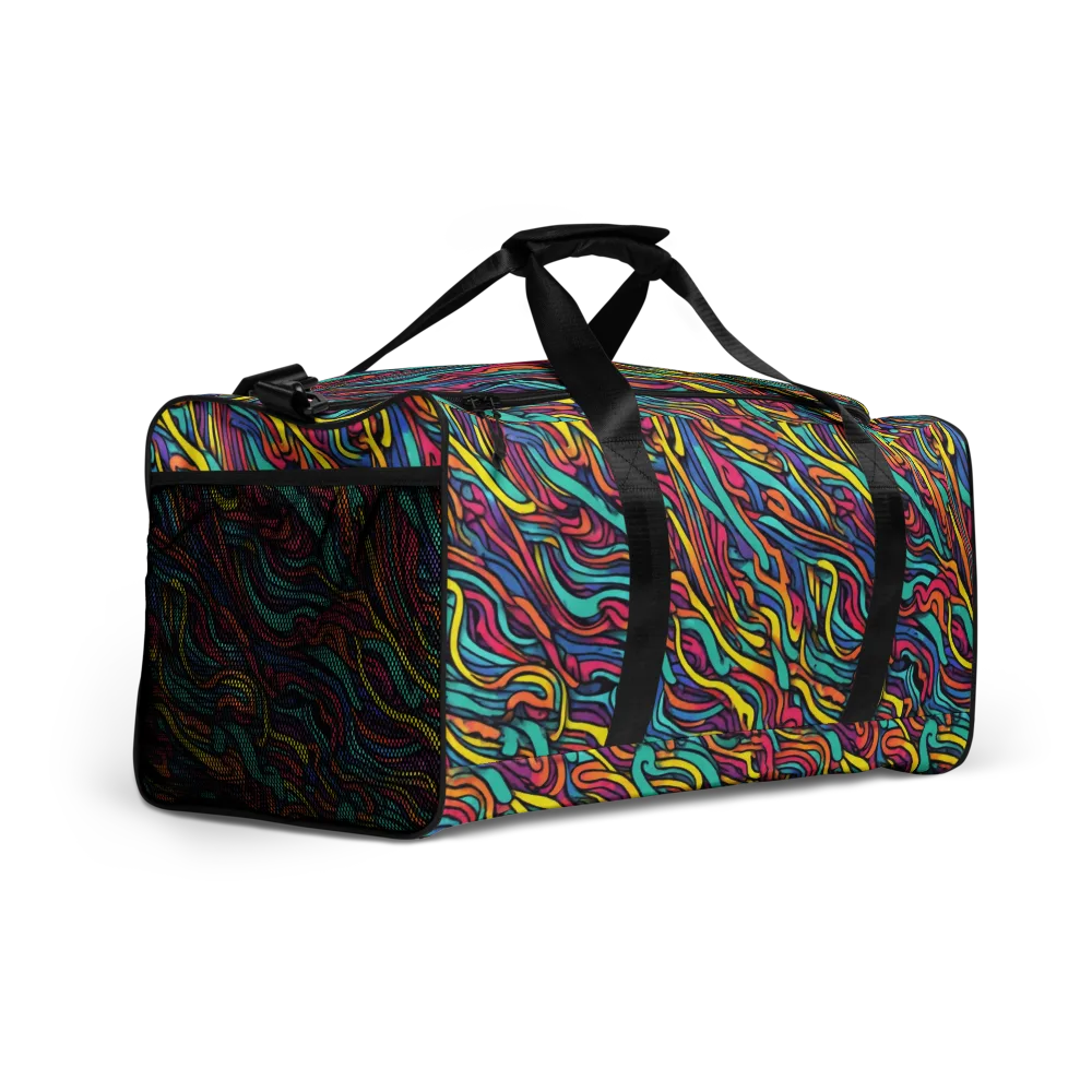 Turquoise Taffy Ribbons on Duffle Bag — Right Front