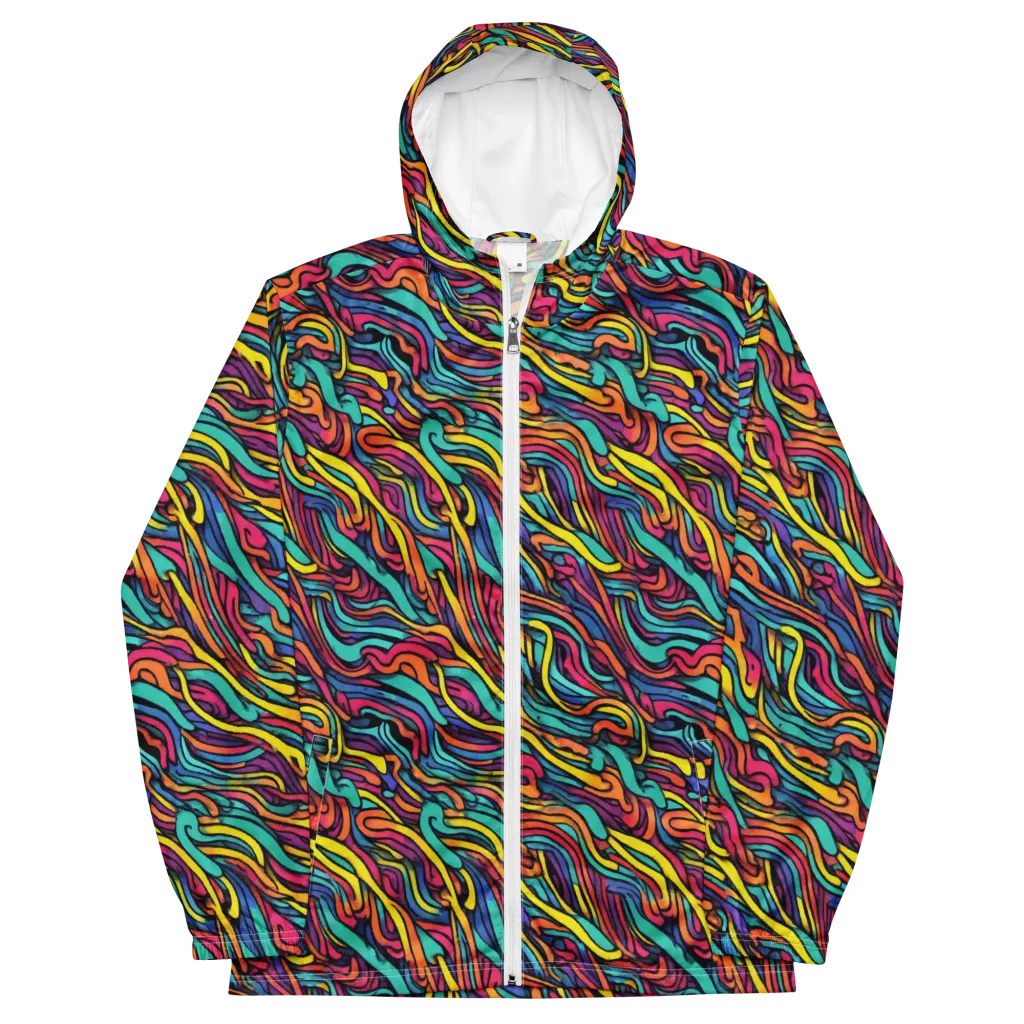 Turquoise Taffy Ribbons on Men's Windbreaker — Front