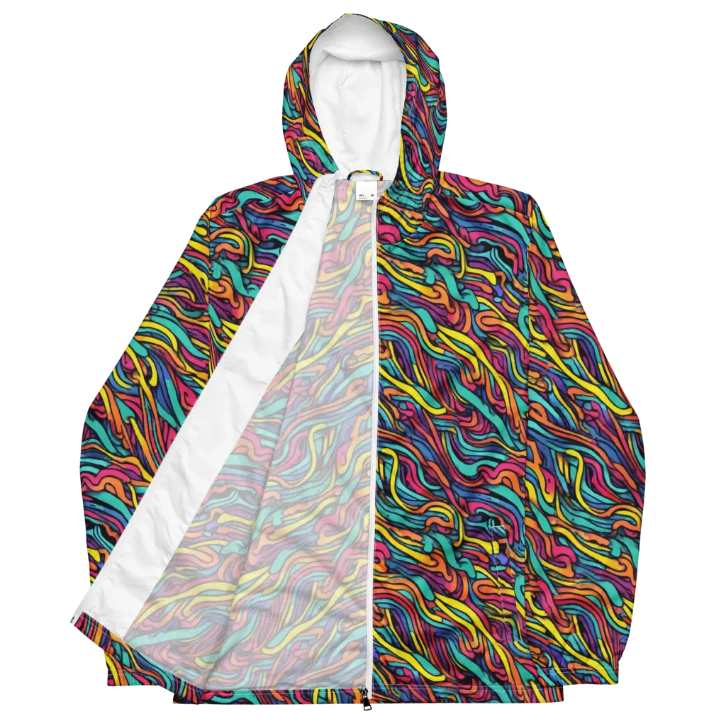 Turquoise Taffy Ribbons on Men's Windbreaker — Front