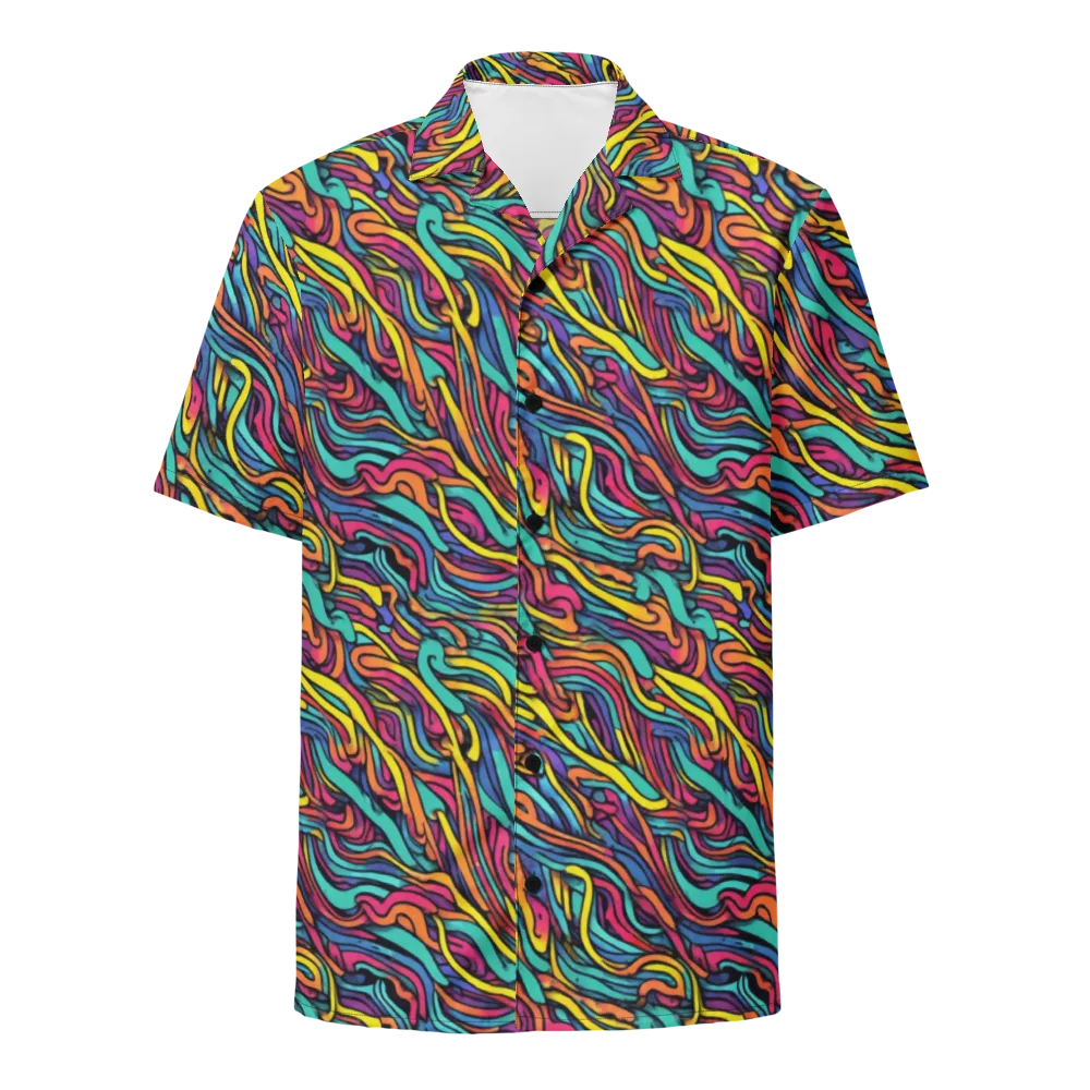 Turquoise Taffy Ribbons on Button Shirt — Front