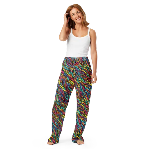 Turquoise Taffy Ribbons on a Women's Pajama Pants
