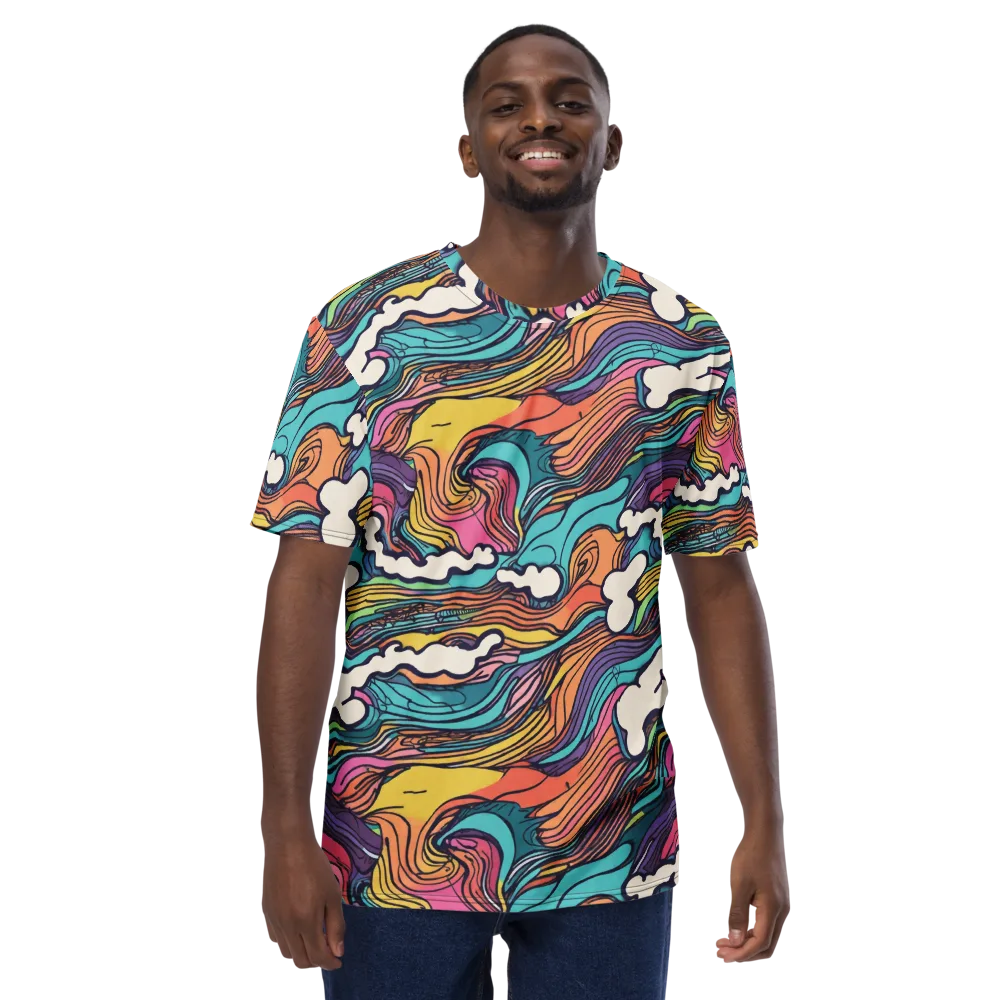 Neon Wave Parade Men's Crew Neck T-Shirt on model