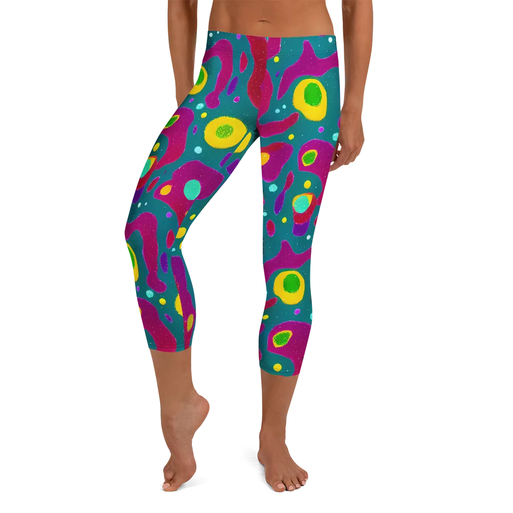 Aqua Psyche on Capri Leggings — Front