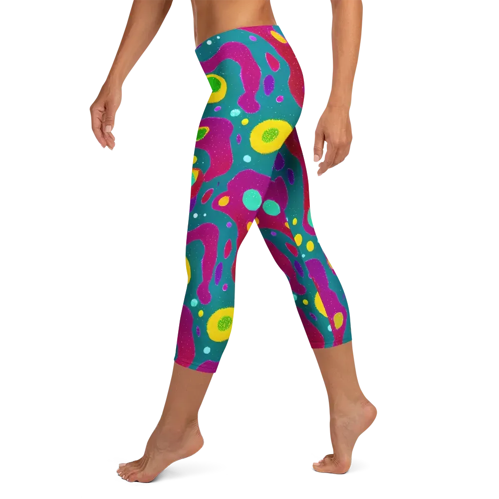 Aqua Psyche on Capri Leggings — Left