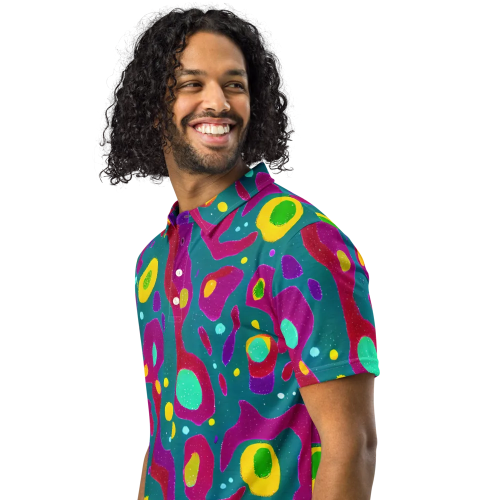 Aqua Psyche on Men's Slim Fit Polo Shirt — Left Front