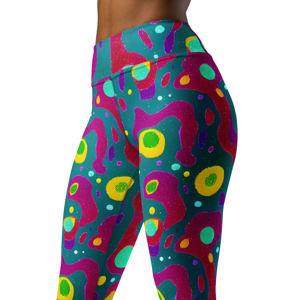 Aqua Psyche on Yoga Leggings — Left Front