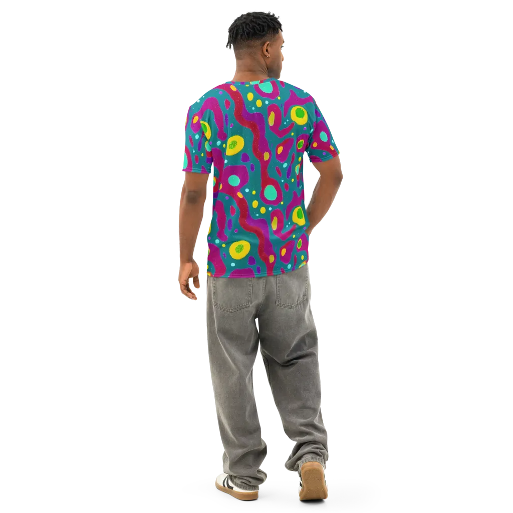 Aqua Psyche on Men's Cotton Crew Neck T-Shirt — Back