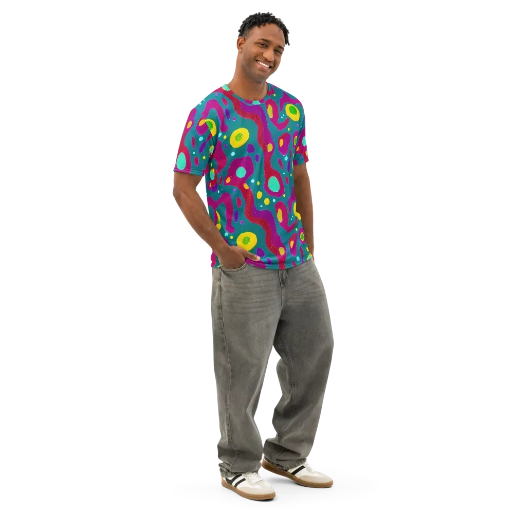 Aqua Psyche on Men's Cotton Crew Neck T-Shirt — Right Front