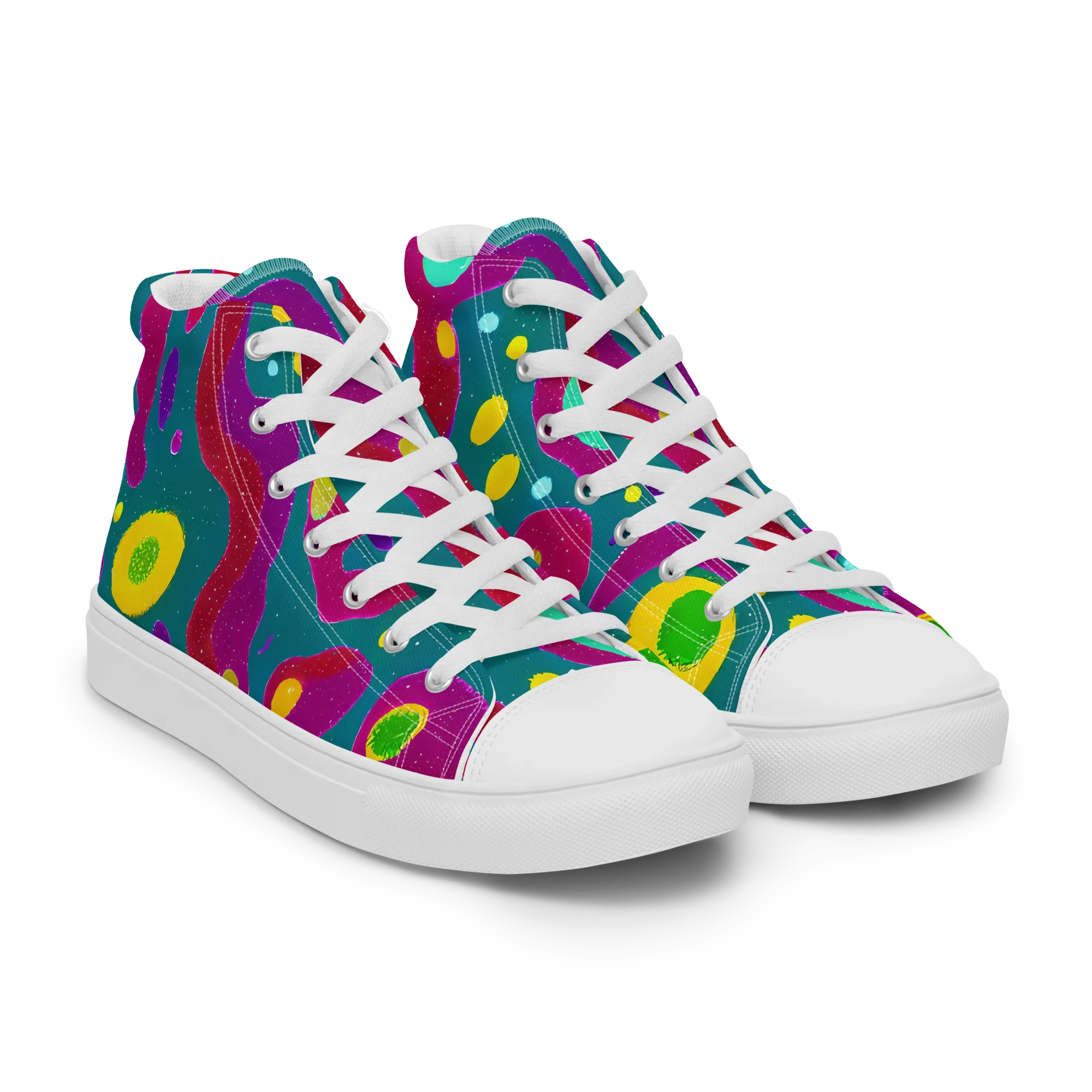 Aqua Psyche on Men's High Top Canvas Shoes — Right Front