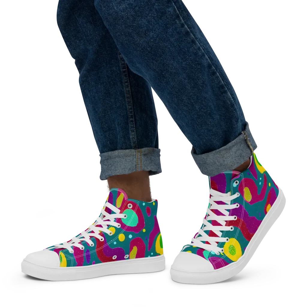 Aqua Psyche on Men's High Top Canvas Shoes — Left