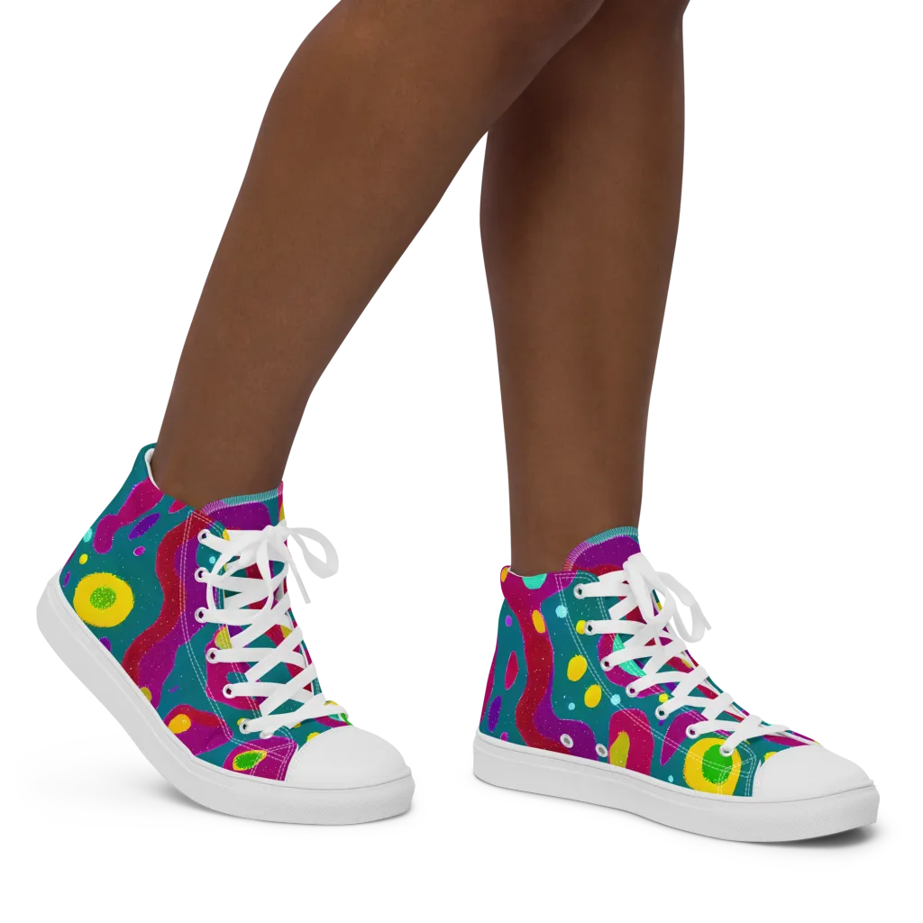 Aqua Psyche on Women's High Top Canvas Shoes — Right