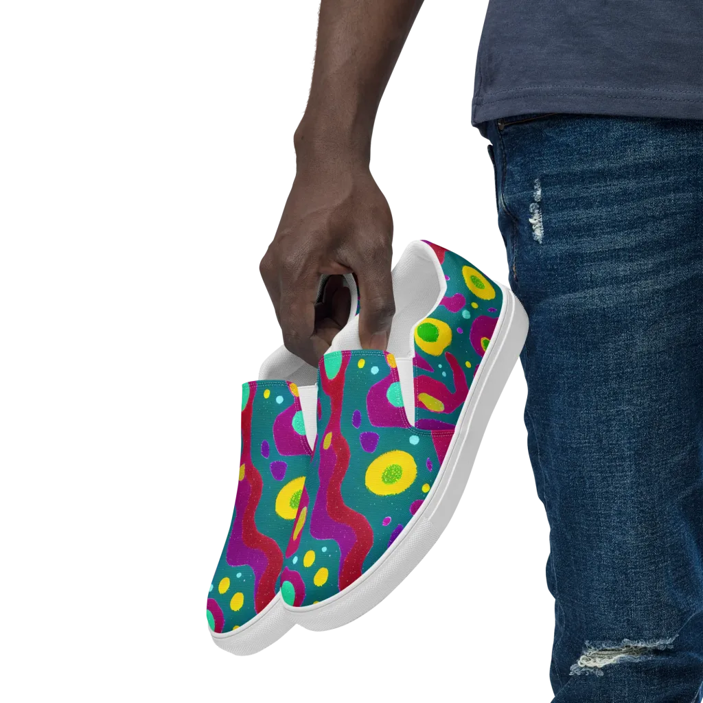 Aqua Psyche on Men's Slip-On Canvas Shoes — Left Front