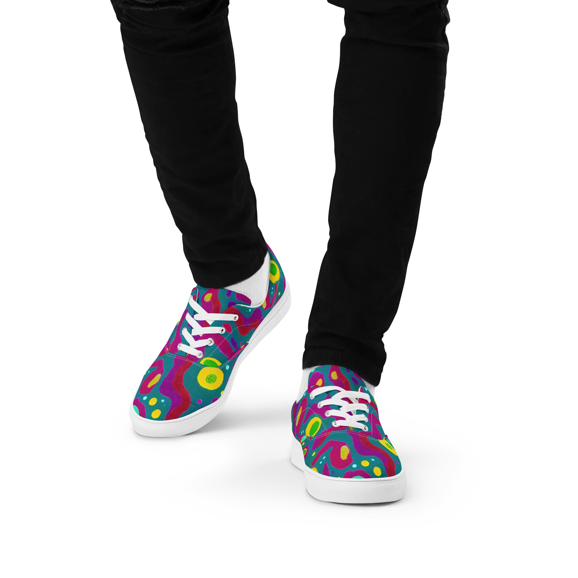 Aqua Psyche on Men's Lace-Up Canvas Shoes — Front