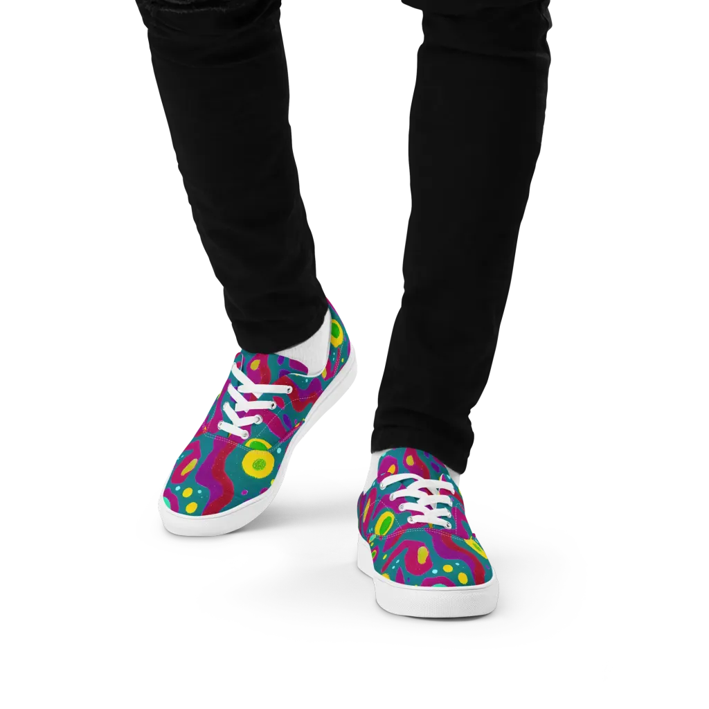 Aqua Psyche on Men's Lace-Up Canvas Shoes — Front