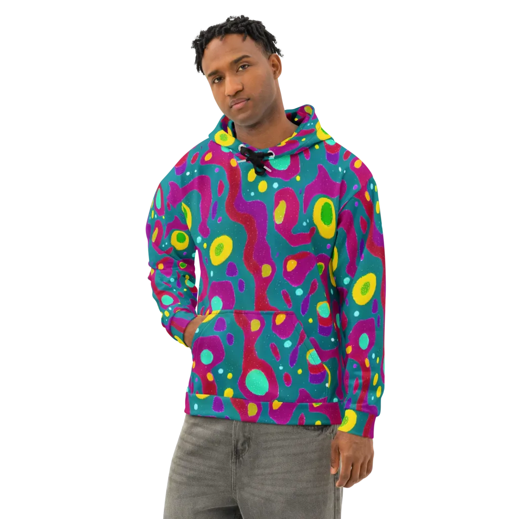 Aqua Psyche on Cotton Hoodie — Left Front