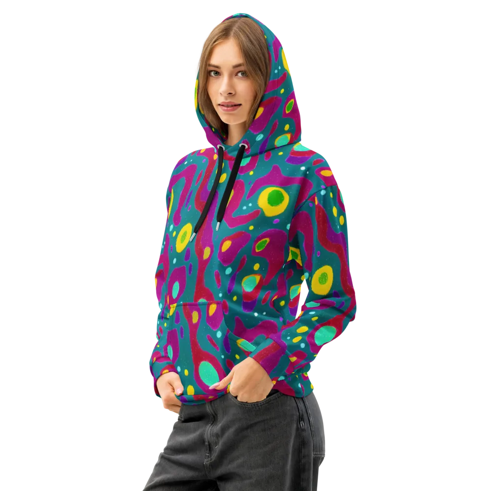 Aqua Psyche on Cotton Hoodie — Left Front
