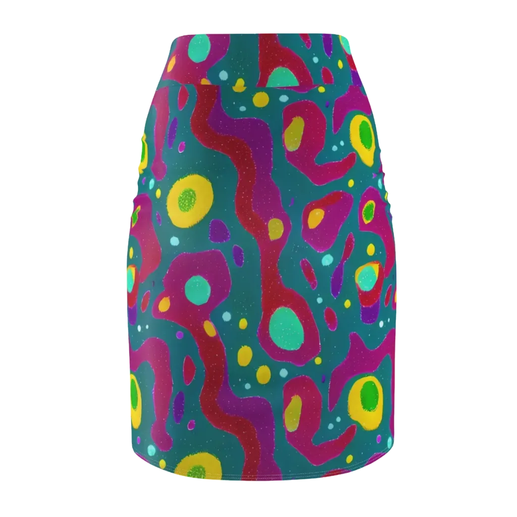 Aqua Psyche on Pencil Skirt — Back