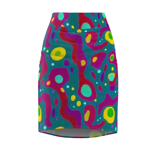 Aqua Psyche on a Pencil Skirt