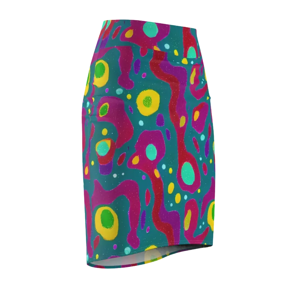 Aqua Psyche on Pencil Skirt — Front Side