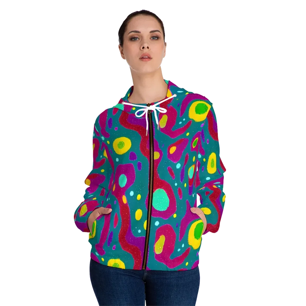 Aqua Psyche on Women's Full-Zip Hoodie — Front On Person