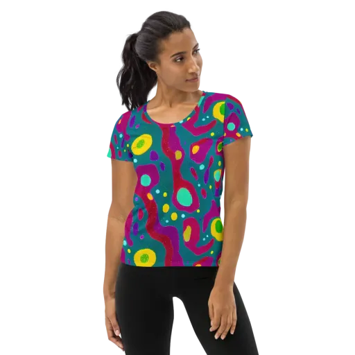 Aqua Psyche on a Women's Athletic T-Shirt