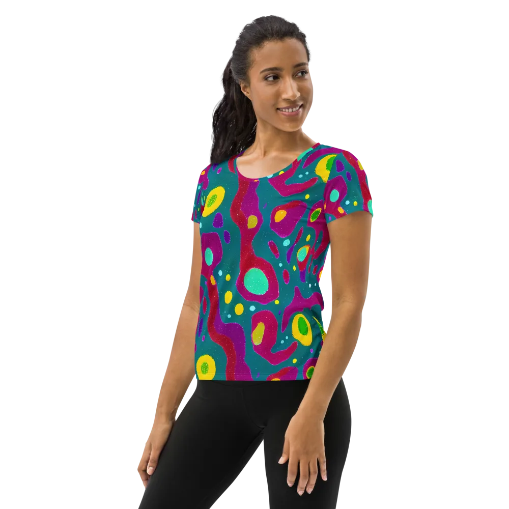 Aqua Psyche on Women's Athletic T-Shirt — Left