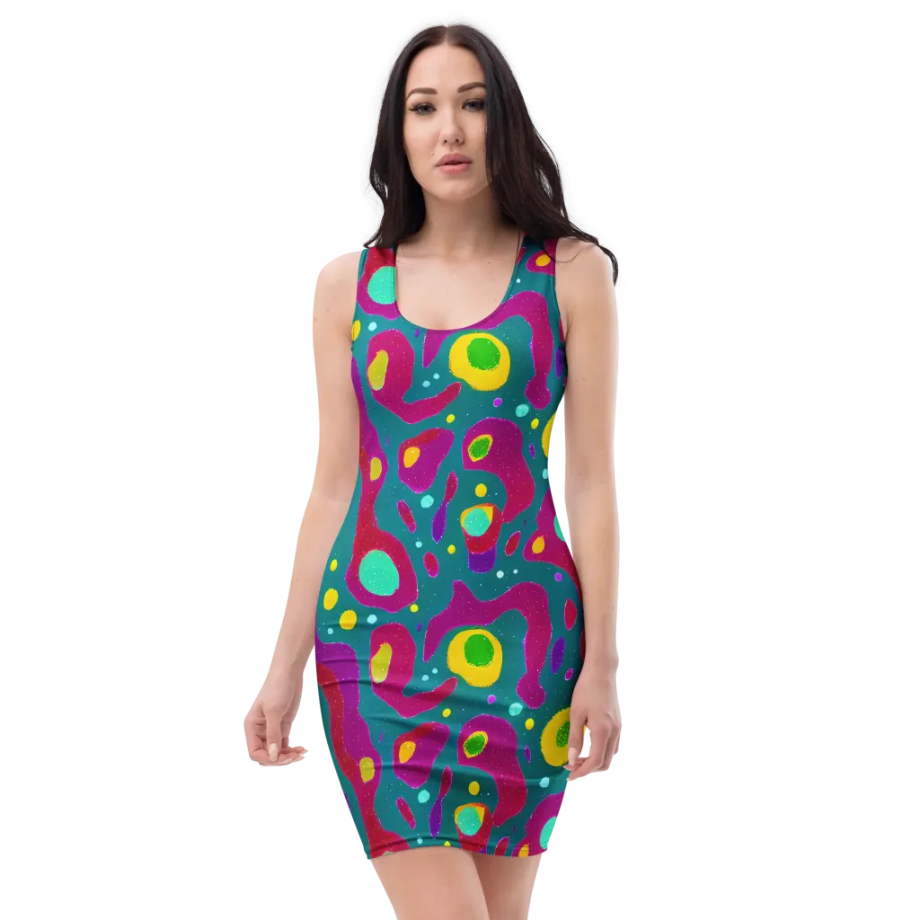 Aqua Psyche on Bodycon Dress — Front