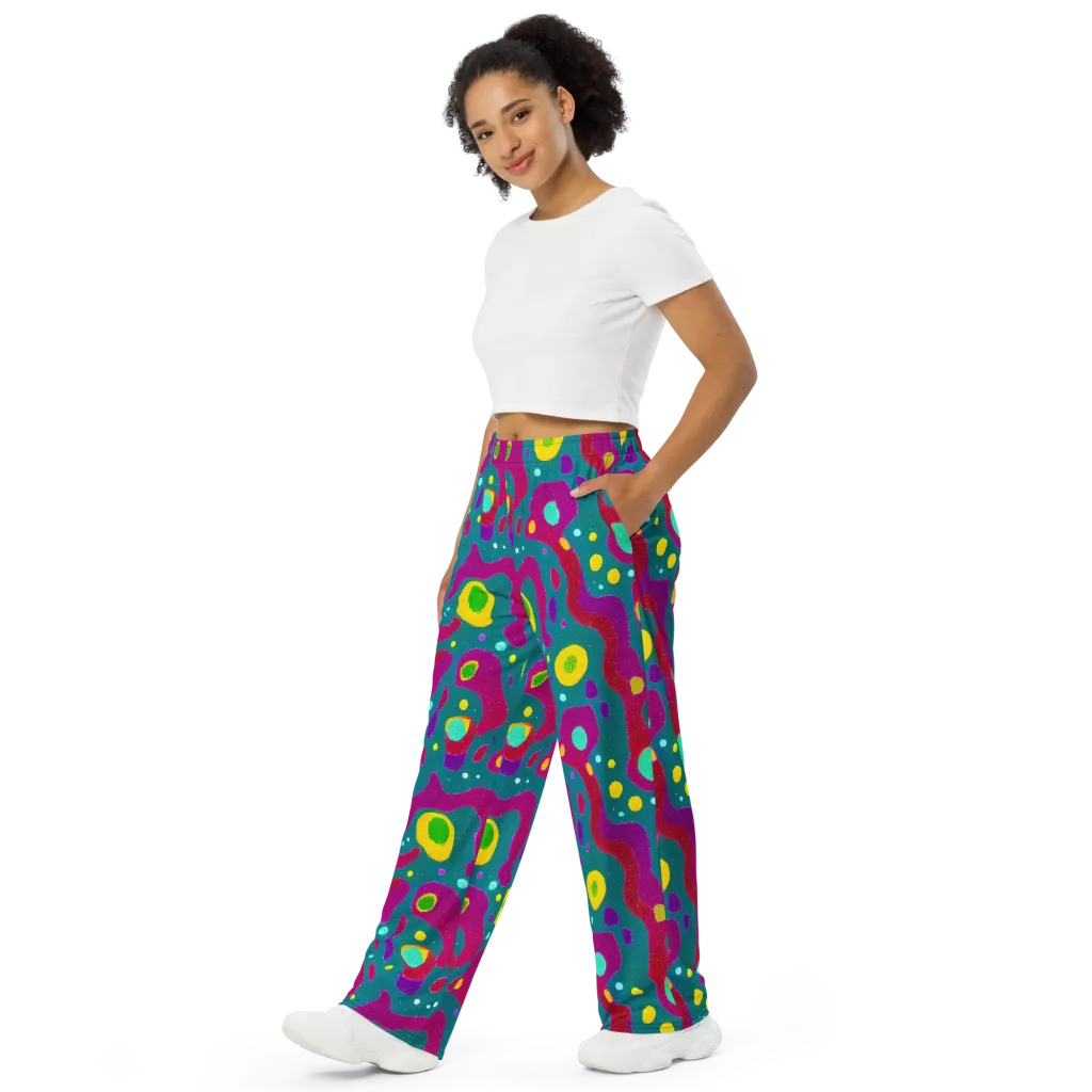 Aqua Psyche on Wide-Leg Pants — Left Front