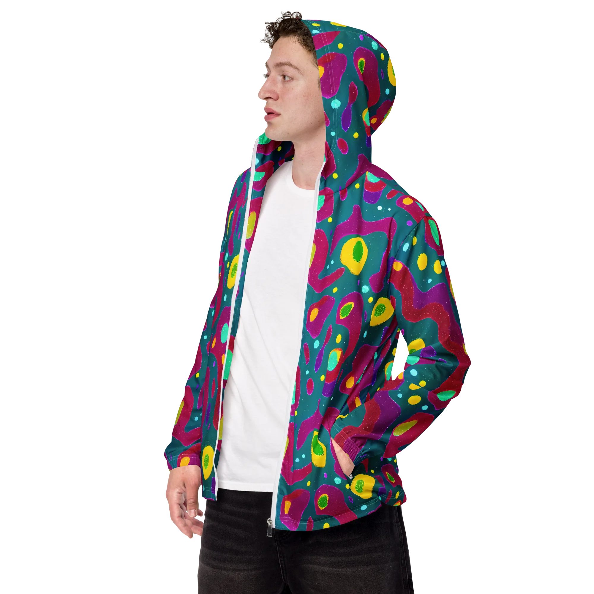 Aqua Psyche on Men's Windbreaker — Left Front